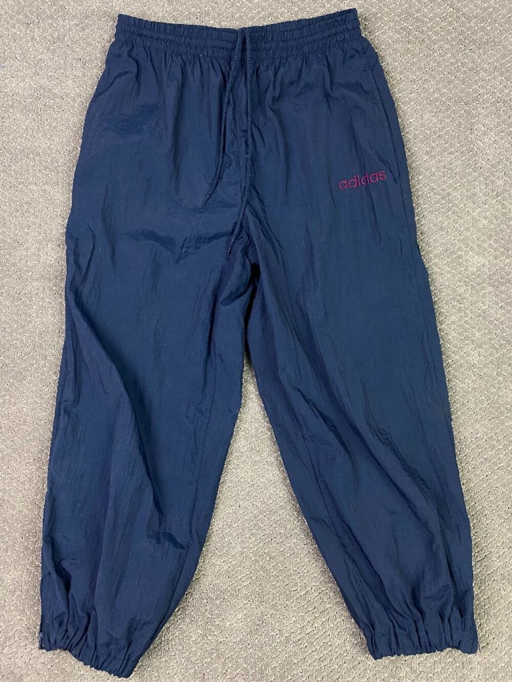 Vintage Y2K Adidas Windbreaker Track Pants Womens Medium Blue Baggy Drawstring